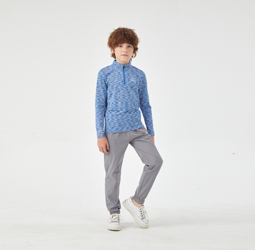 Custom Boys' 1/4 Zip T-Shirt | Reflective Logo Top Quick-Drying Breathable Fabric