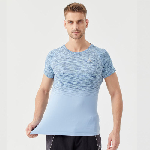 Custom Men's Seamless Fitness T-Shirt Polyester Spandex Lightweight Fabric Sportswear Manufacturer