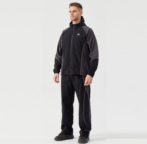 Custom  Men's reflective windbreaker set | Streetwear loose-fit sportswear set