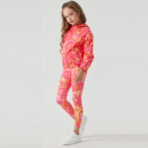 Custom  Girls' Waterproof Outdoor Windbreaker Digital Print Soft Shell Hooded Sports Jacket