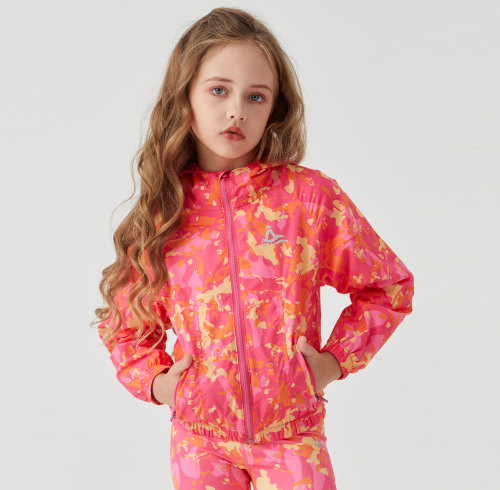 Custom  Girls' Waterproof Outdoor Windbreaker | Digital Print Soft Shell Hooded Sports Jacket