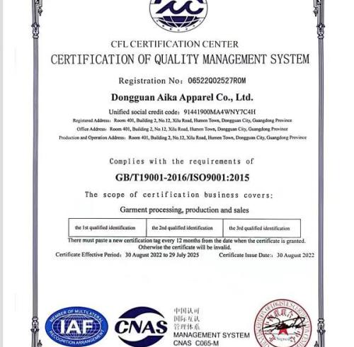 Certification of Quality Management System