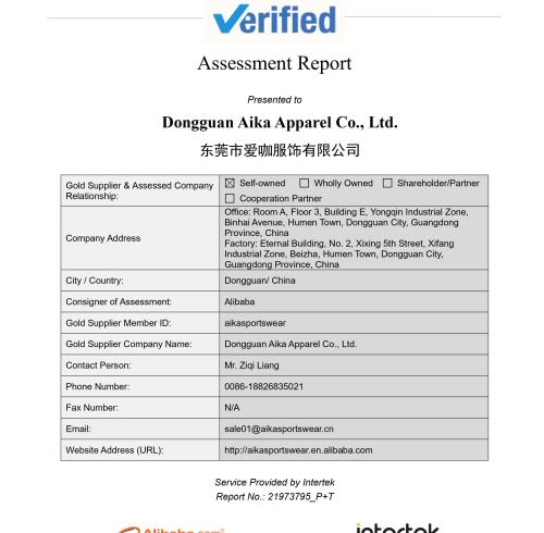 Alibaba.com Verified Supplier Assessment Report
