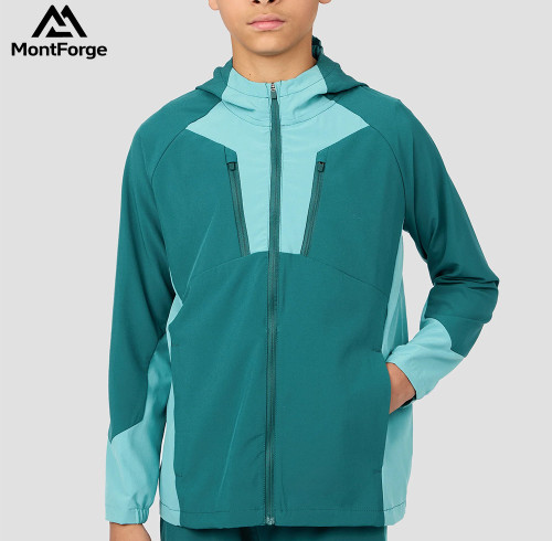 100% Polyester Custom Sports Jacket Manufacturer| Full Zip Windbreaker Running Boys Jacket