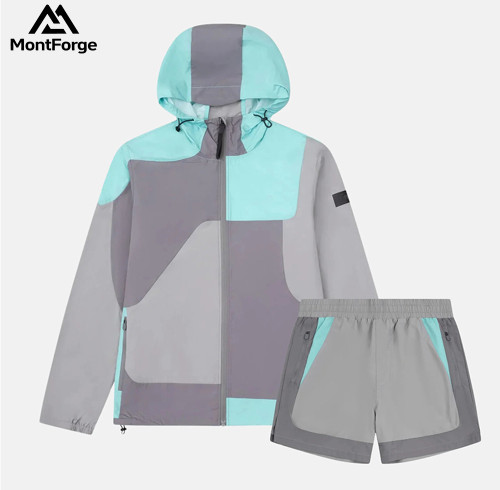 Mens Lightweight Windbreaker Set | Waterproof Hooded Jacket & Quick Dry Shorts Activewear Set for Running