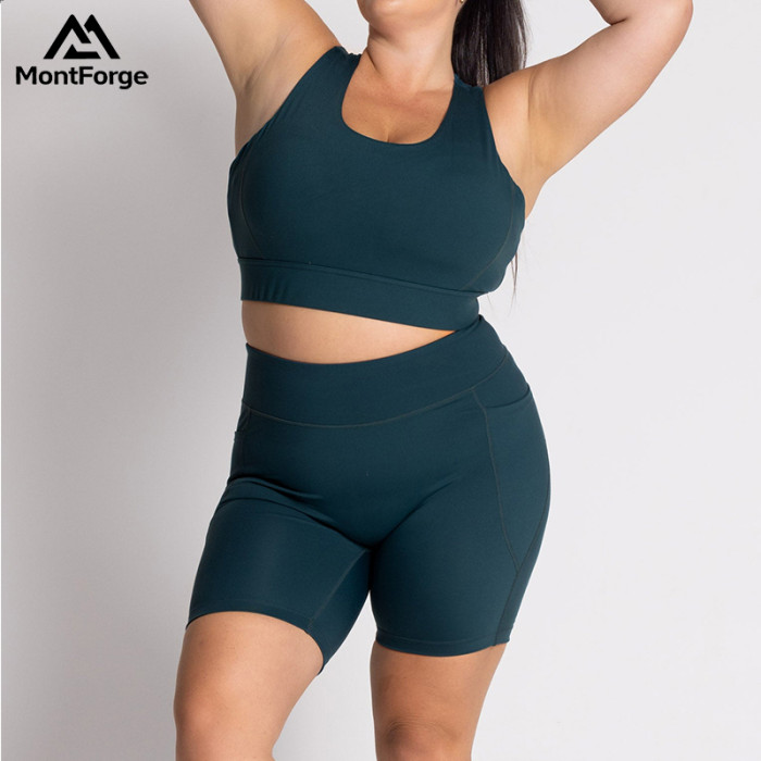 Custom Plus Size Yoga Wear Manufacturer | High Support Sports Bra & Sculpt Shorts Set Supplier