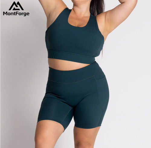 Custom Plus Size Yoga Wear Manufacturer | High Support Sports Bra & Sculpt Shorts Set Supplier