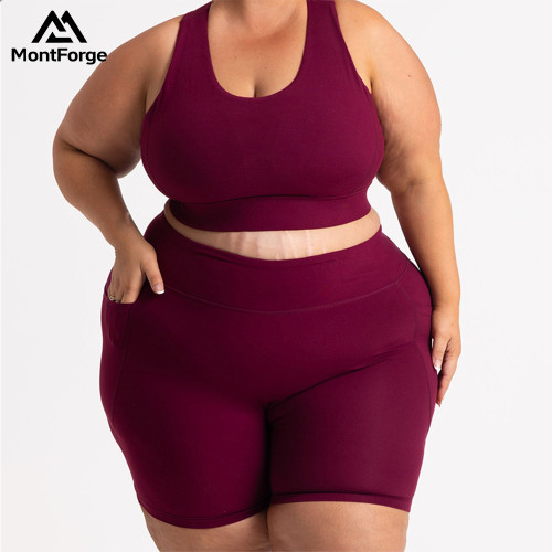 Plus Size Yoga Set for Women | High Support Sports Bra & High Waisted Shorts Workout Outfit