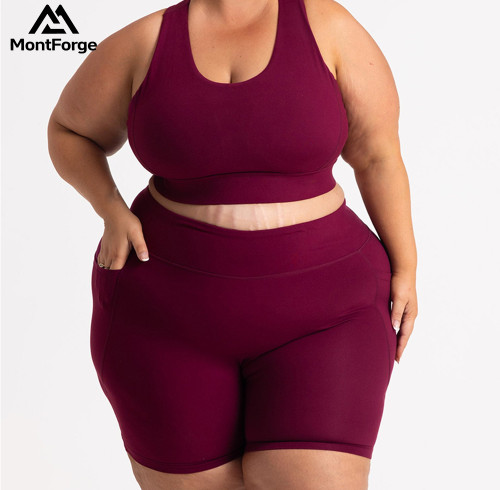 Plus Size Yoga Set for Women | High Support Sports Bra & High Waisted Shorts Workout Outfit