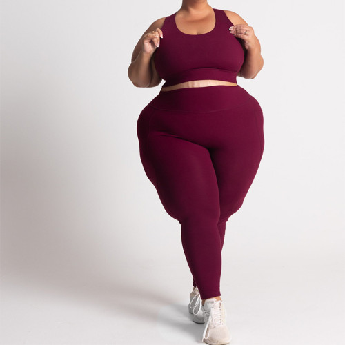 Plus Size Yoga Set for Women | High Support Sports Bra & High Waisted Shorts Workout Outfit