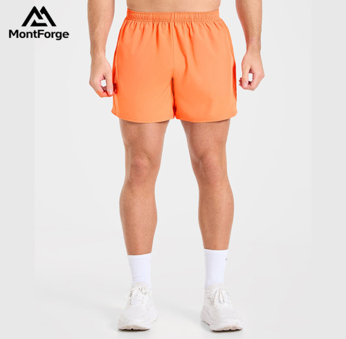 Custom Summer Orange Shorts Manufacturer  |  Sportswear 5 inch Gym Athletic Shorts factory