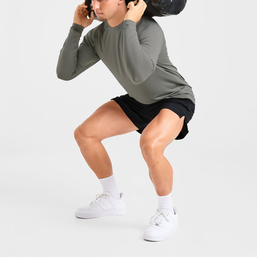 Custom Long Sleeve T Shirt Manufacturer  |  Men Long Sleeve Sports Workout Compression T-Shirt factory