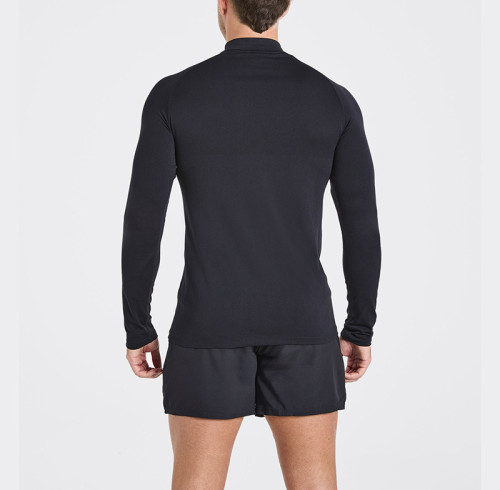 Custom Seamless 1/4 Zip Pullover Manufacturer  |  Fitness Long Sleeve Zip Up Men Sports T-Shirt  Supplier