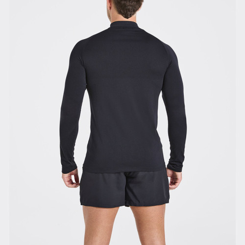 Custom Seamless 1/4 Zip Pullover Manufacturer  |  Fitness Long Sleeve Zip Up Men Sports T-Shirt  Supplier