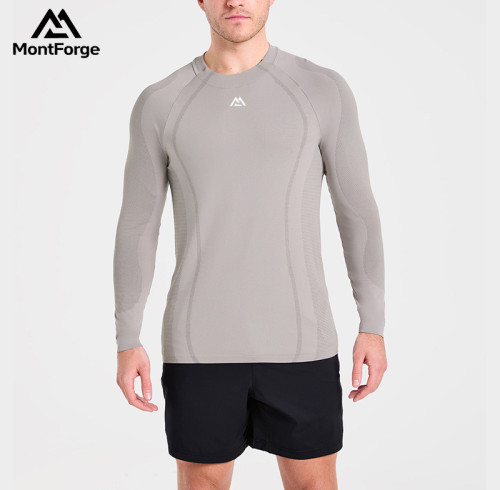 Custom Seamless Long Sleeve T Shirt Manufacturer  |  Long Sleeve Sports Workout Compression T-Shirt  Supplier