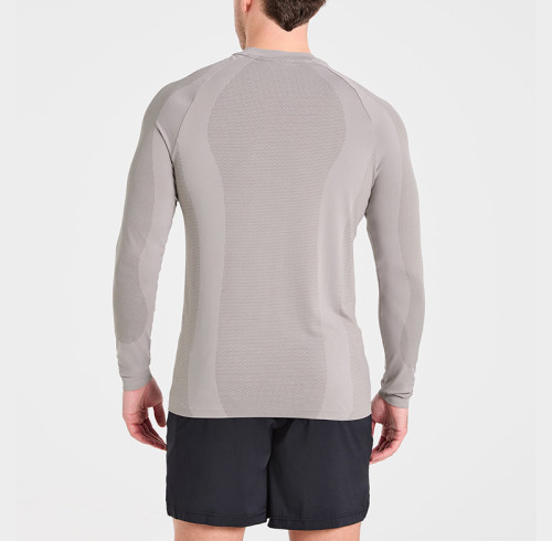Custom Seamless Long Sleeve T Shirt Manufacturer  |  Long Sleeve Sports Workout Compression T-Shirt  Supplier