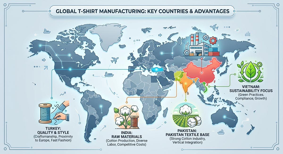 Best Countries to Find Reliable T-shirt Manufacturers