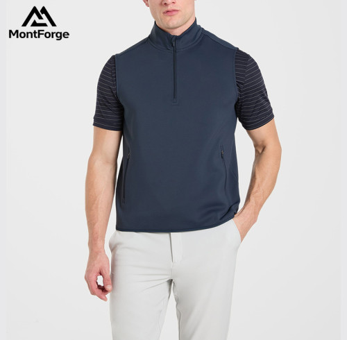 Custom Men's Quarter-Zip Golf Vest Manufacturer | Performance Sleeveless Jacket Supplier