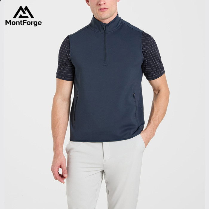 Custom Men's Quarter-Zip Golf Vest Manufacturer | Performance Sleeveless Jacket Supplier