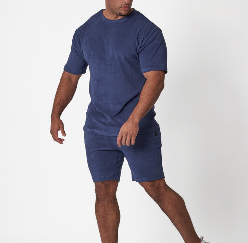 Wholesale Men's Towel Terry T-Shirt & Shorts Set | Casual Athleisure Set Manufacturer