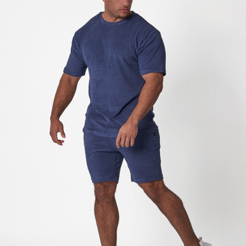 Wholesale Men's Towel Terry T-Shirt & Shorts Set | Casual Athleisure Set Manufacturer