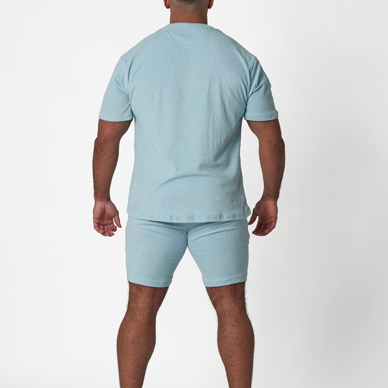 Wholesale Men's Towel Terry T-Shirt & Shorts Set