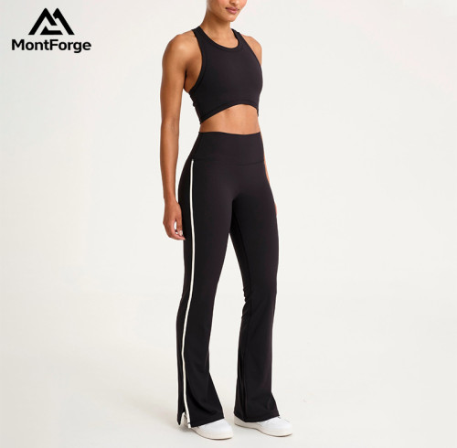 Wholesale Women's Flare Leggings & Crop Top Set | Quick-Dry Gym Set Manufacturer