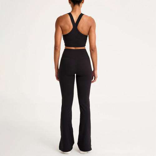 Wholesale Women's Flare Leggings & Crop Top Set | Quick-Dry Gym Set Manufacturer