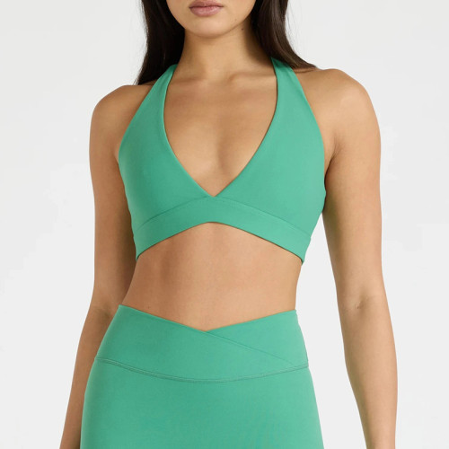 Custom V-Neck Sports Bra & High-Waist Shorts Set | Wholesale Fitness Wear Manufacturer