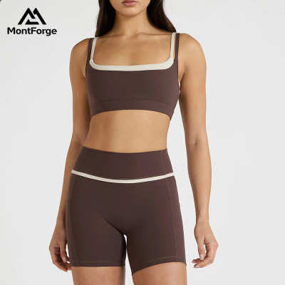 Square Neck Sports Bra Biker Shorts Set | Custom Gym Wear Manufacturer