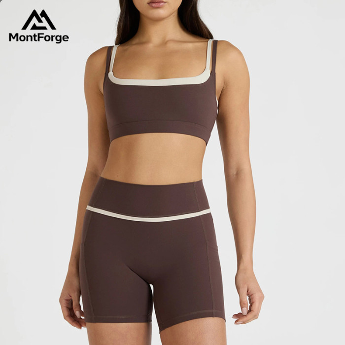 Square Neck Sports Bra Biker Shorts Set | Custom Gym Wear Manufacturer