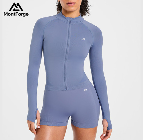 Custom Seamless Full Zip Jacket Manufacturer  |  Training Gym Women Full Zip Jacket factory