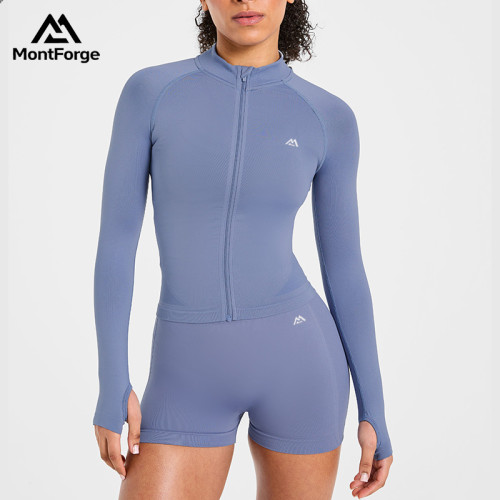 Custom Seamless Full Zip Jacket Manufacturer  |  Training Gym Women Full Zip Jacket factory