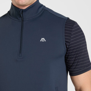 Custom OEM Men’s Technical 1/4 Zip Vest | Navy Blue Performance Gilet with Concealed Zipper Pockets