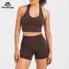 Custom Women's Staple Halterneck Crop Top | seamless knitting high impact sports bra wholesale