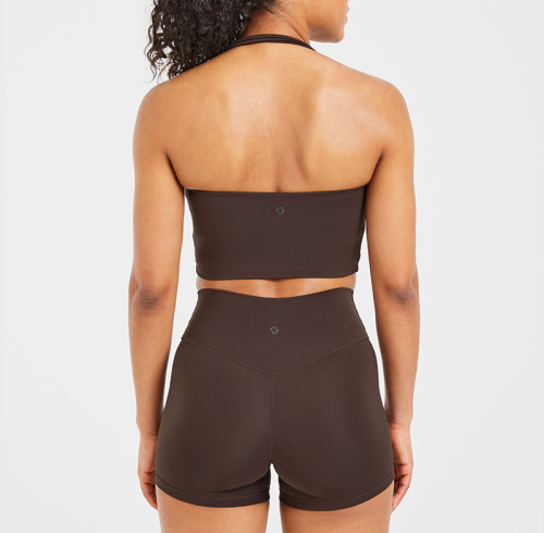 Custom Women's Staple Halterneck Crop Top  |  seamless knitting high impact sports bra wholesale
