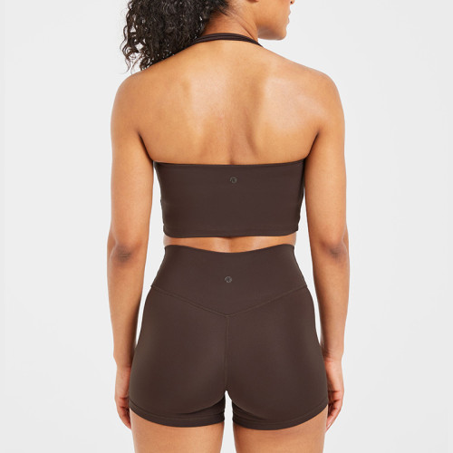Custom Women's Staple Halterneck Crop Top  |  seamless knitting high impact sports bra wholesale