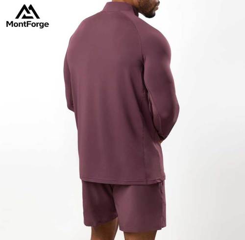 Wholesale Custom Men's 1/4 Zip Running Long Sleeve Shirt | Polyester Spandex Gym Slim Fit Muscle Shirts | Men's Gym Quarter Zip Wear Supplier
