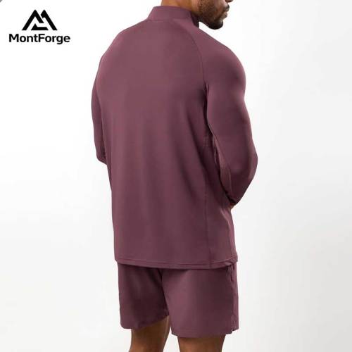 Wholesale Custom Men's 1/4 Zip Muscle Long Sleeve Shirt | Men's Gym Quarter Zip Shirts Supplier