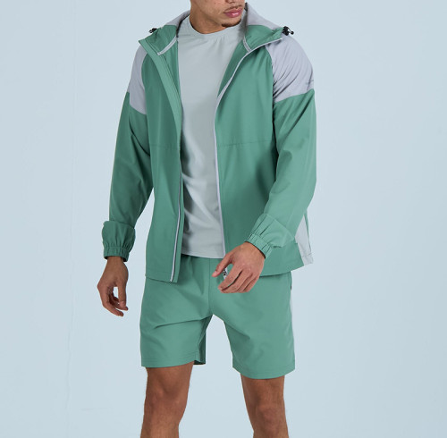 Private Label Hooded Windbreaker Jacket | Custom Color-Block Tracksuit Clothing Supplier