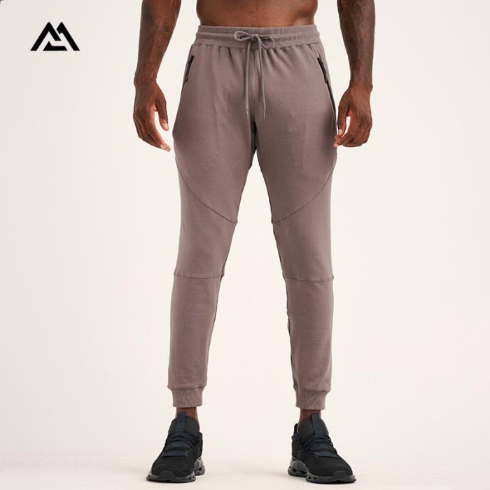 Custom-Engineered Men's Tapered Joggers | Bonded Zipper Pocket Tracksuit