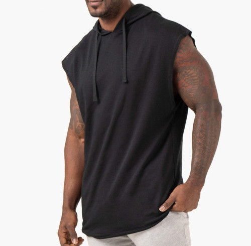 Custom Men's Sleeveless Hoodie | Sleeveless Workout Hoodie Factory