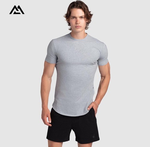 Custom Mens Athleisure Gym T Shirt | Curved Drop Hem Urban Jogging Sportswear OEM