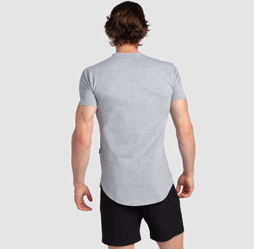 Custom Mens Athleisure Gym T Shirt | Curved Drop Hem Urban Jogging Sportswear OEM