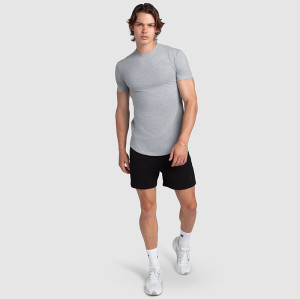 Custom Mens Athleisure Gym T Shirt | Curved Drop Hem Urban Jogging Sportswear OEM
