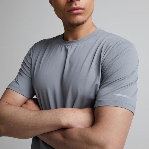 Sport T-Shirts Manufacturer | Polyester Workout Grey mixed T-Shirts For Men