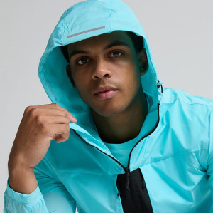 Full-zip Jacket Manufacturer | Reflective Strip Logo Hoold Windbreak Jacket for Men