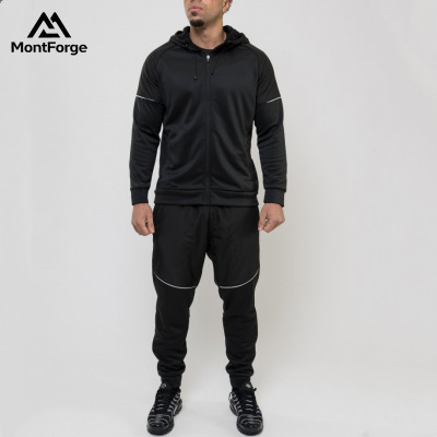 Custom Black Polyester Tracksuit Manufacturer |  Men Tracksuit 2 Piece Set Supplier