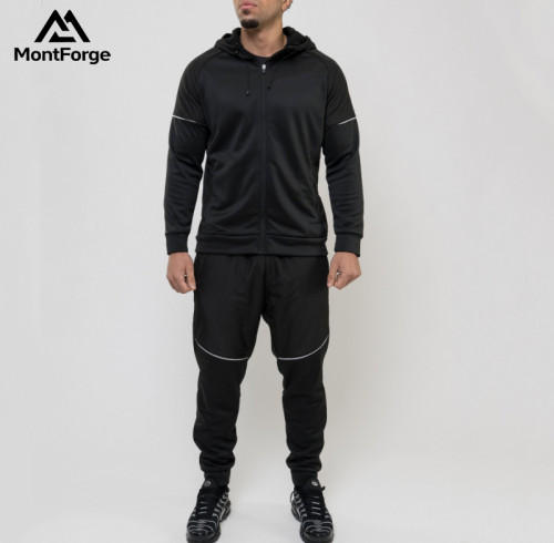 Custom Black Polyester Tracksuit Manufacturer | Men Tracksuit 2 Piece Set Supplier
