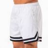 Custom Mens White Mesh Basketball Shorts Factory | Striped Hem Athletic Gym Shorts Supplier